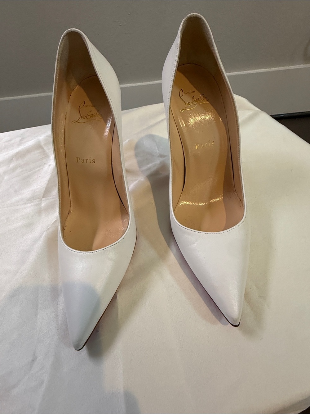Christian Louboutin White/Bianca Nappa Leather Décolleté 100mm Pump - Picture 3 of 16